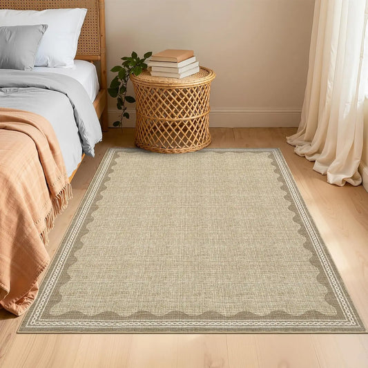 Teppich Bordüre Beige — Beige, 120 × 170 cm