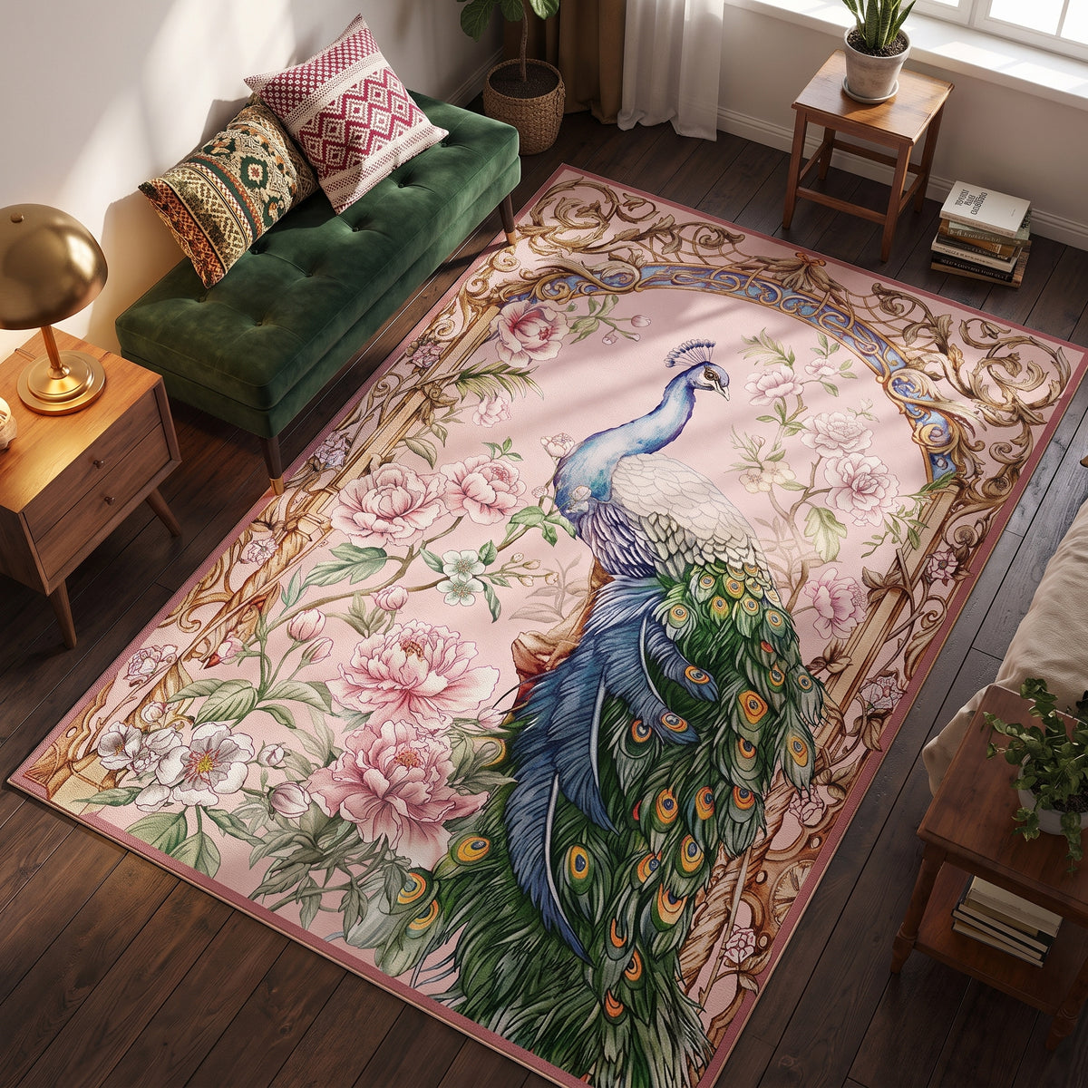 Teppich Boho Pfauenmuster – Lifestyle
