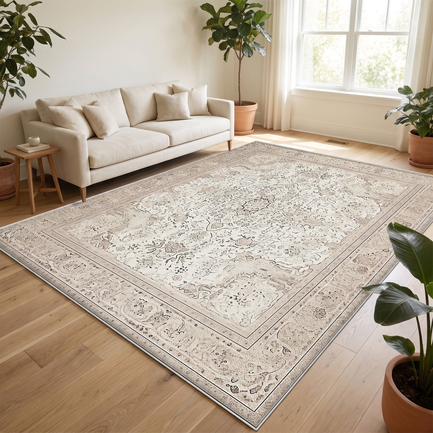 Teppich Persisch Retro Creme im Wohnraum, 80 × 120 cm