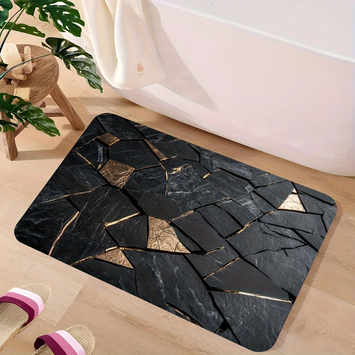 Outdoor-Teppich Marmorgold rechteckig – Draufsicht