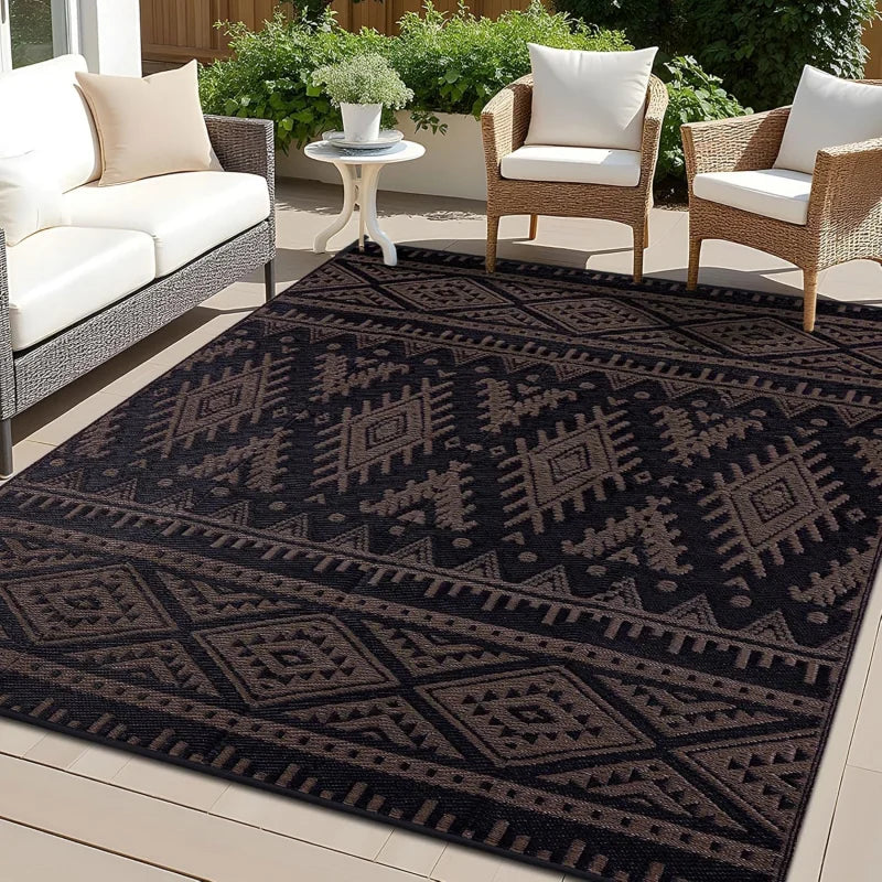 Outdoor-Teppich Bohoraster rechteckig – Kantendetail