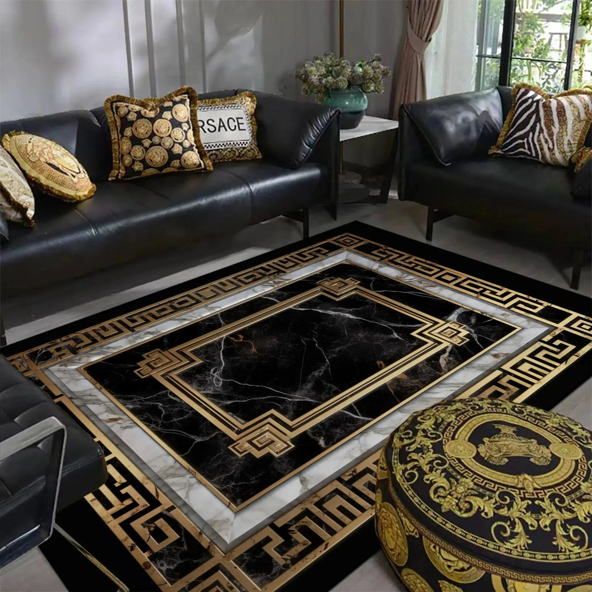 Teppich Marmorgold rechteckig – Kantendetail