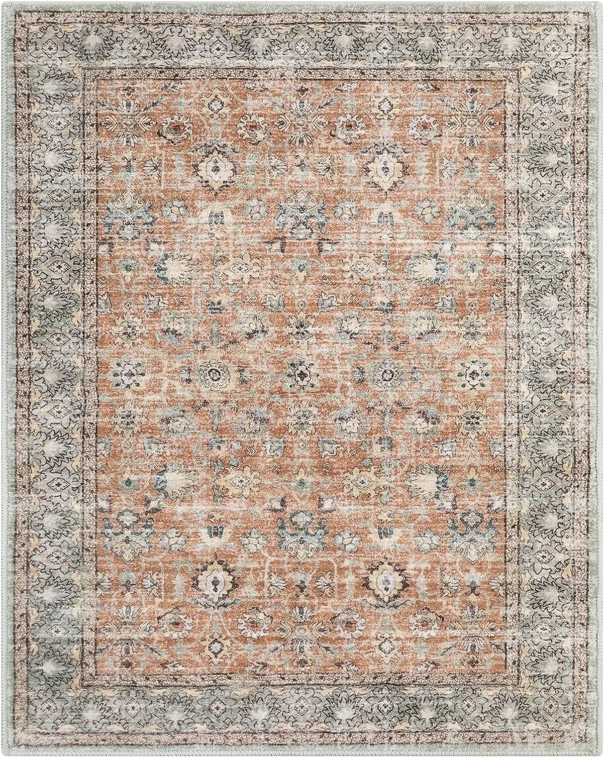 Boho-Teppich Gartengrün rechteckig – Gesamtansicht