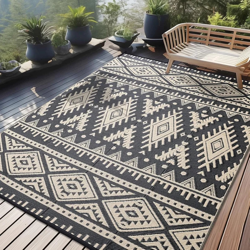 Outdoor-Teppich Bohoraster rechteckig – Musterausschnitt