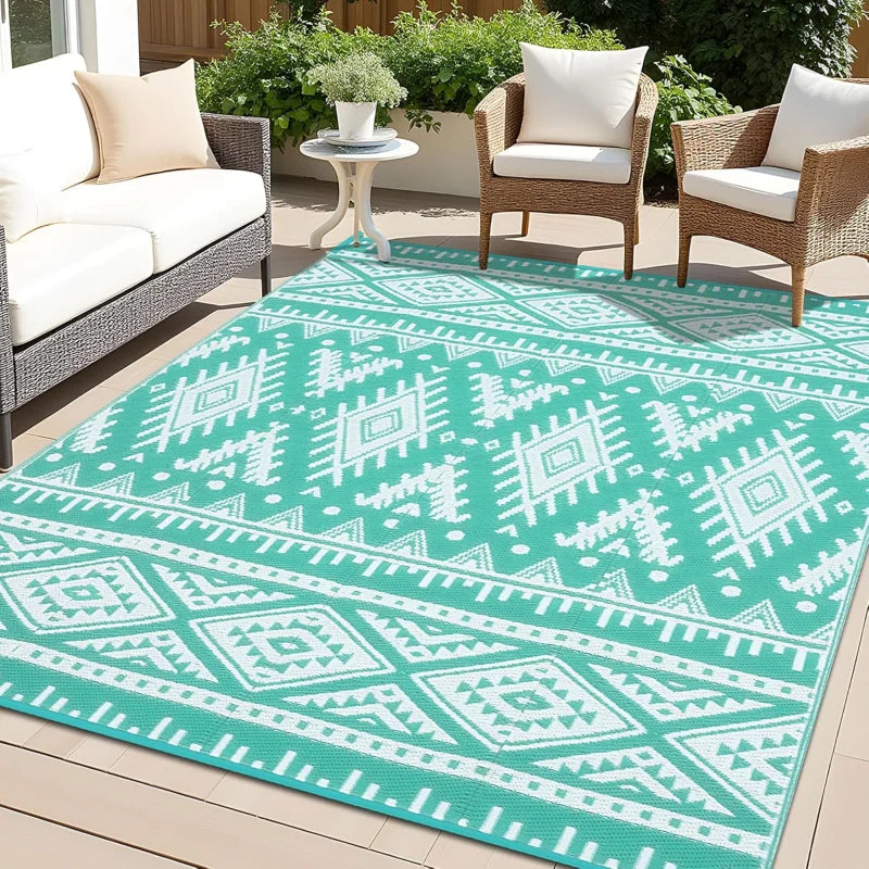 Outdoor-Teppich Bohoraster rechteckig – Nahaufnahme der Struktur