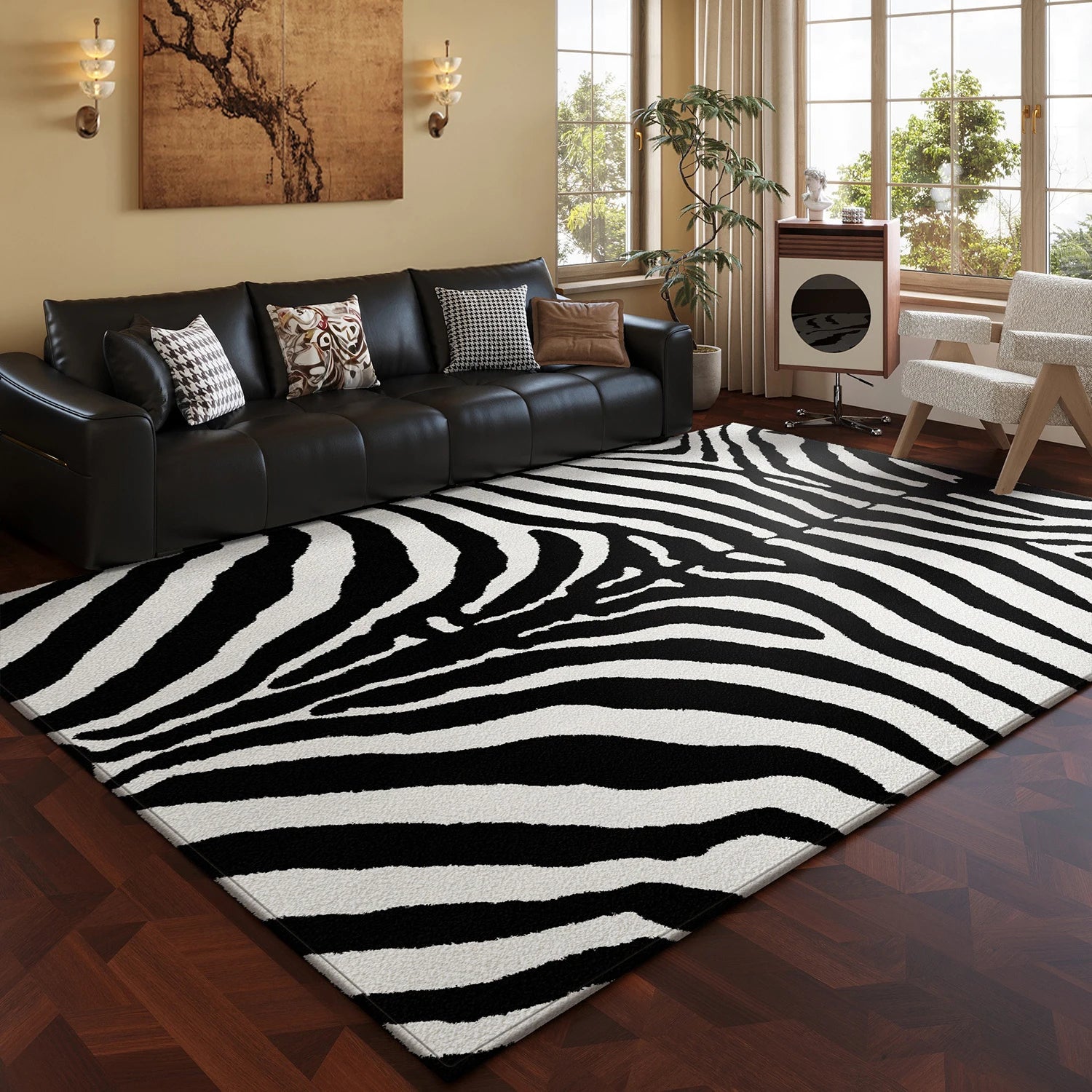 Teppich Zebramuster — Schwarz und Weiß, 80 × 120 cm