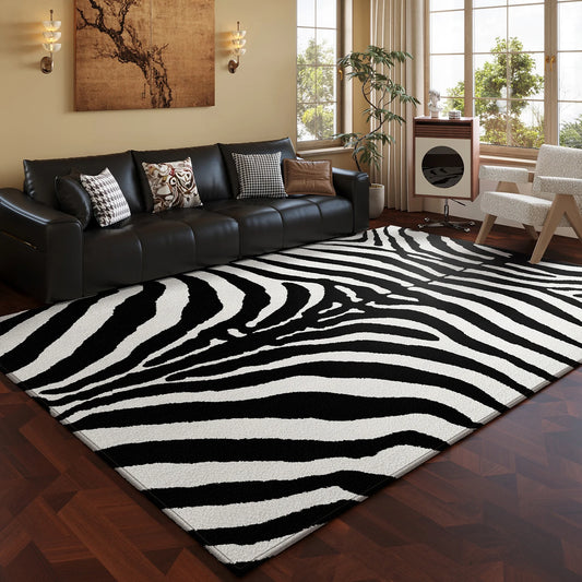 Teppich Zebramuster — Schwarz und Weiß, 80 × 120 cm