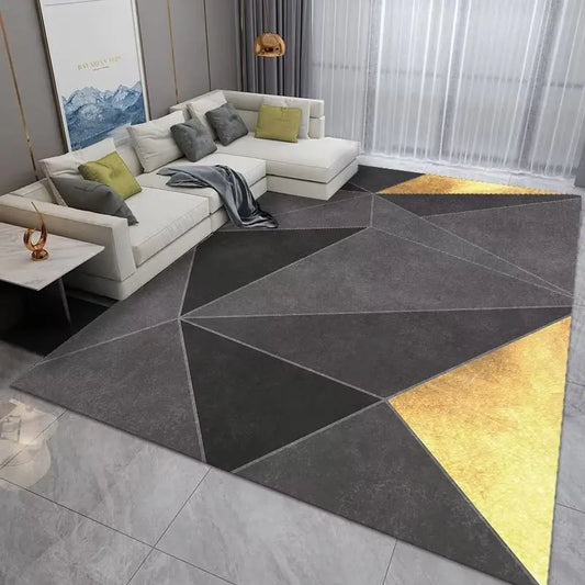 Teppich Geometrisch Grau-Gold — Grau mit Gold, 80 × 120 cm
