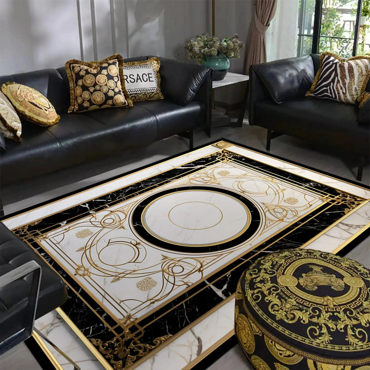 Teppich Marmorgold rechteckig – Kantendetail