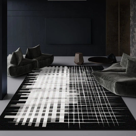 Teppich Streifen Schwarz-Weiß — Schwarz und Weiß, 80 × 120 cm