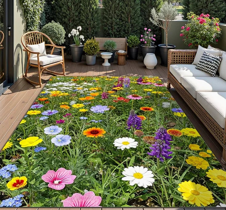 Outdoor-Teppich Blütenflor – im Wohnraum