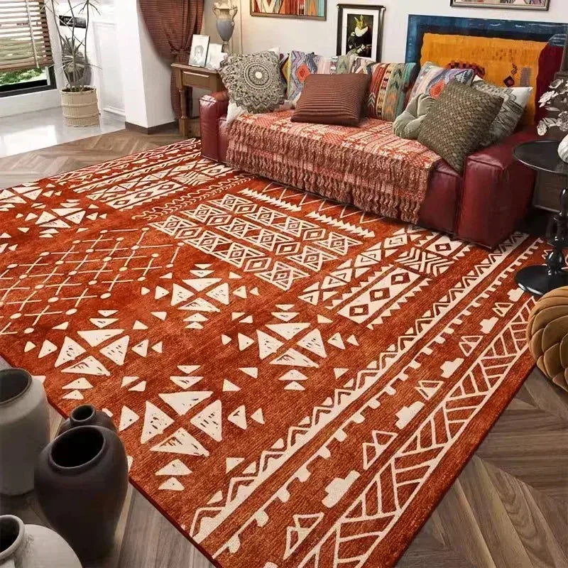 Boho-Teppich Retroblüte – im Raum ausgelegt