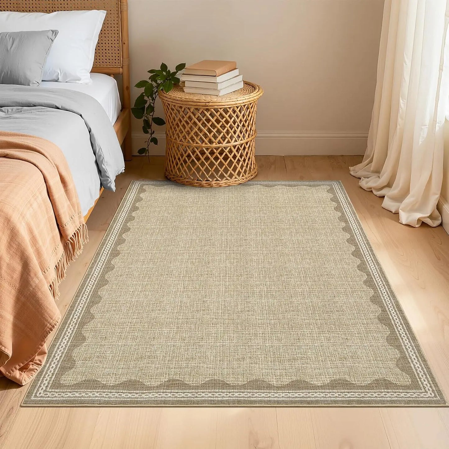 Teppich Bordüre Beige — Beige, 120 × 170 cm