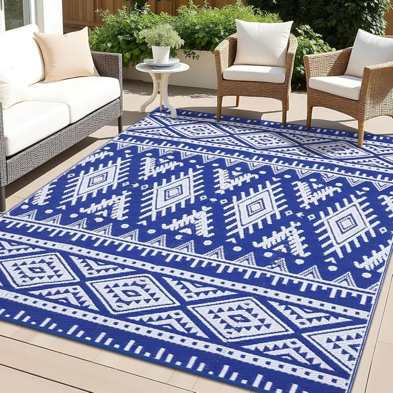 Outdoor-Teppich Bohoraster rechteckig – Gesamtansicht