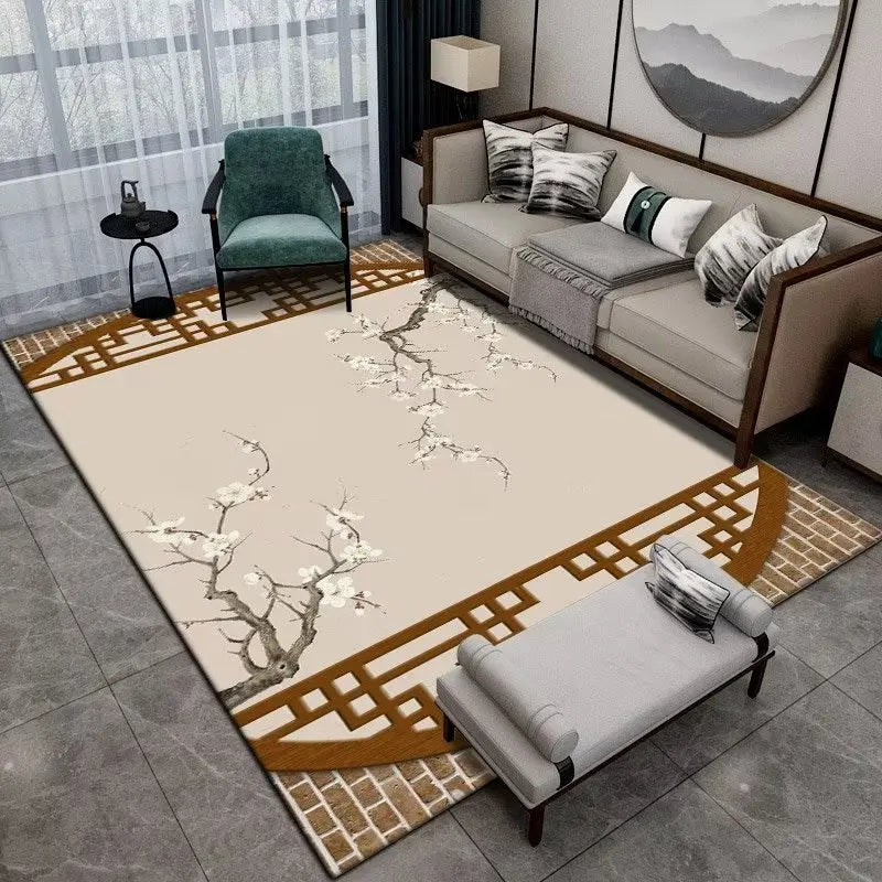 Teppich Blütenzweig Beige — Beige mit Braun, 80 × 120 cm