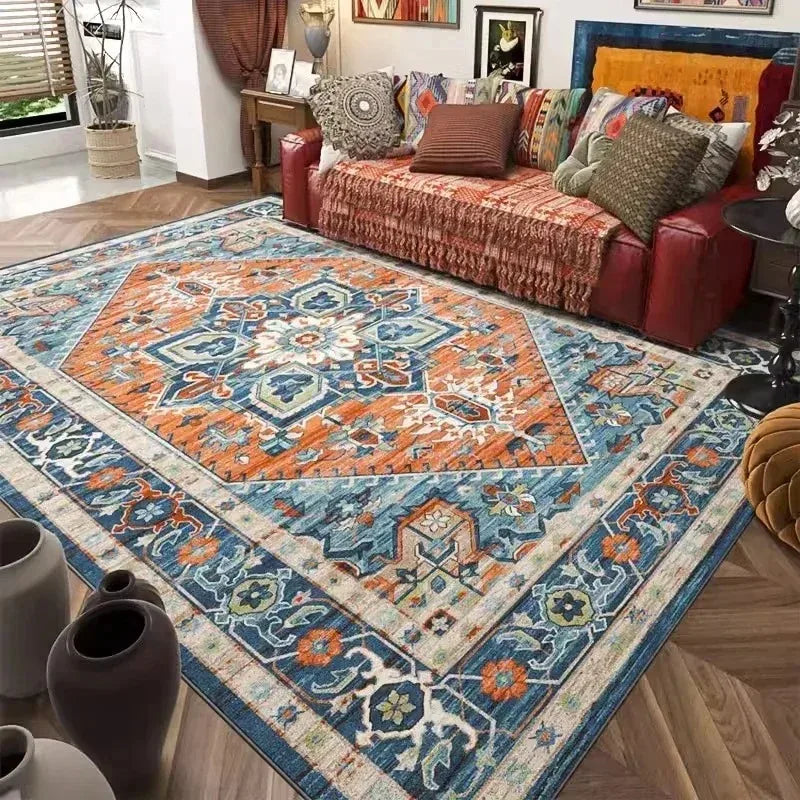 Boho-Teppich Retroblüte – Kantendetail