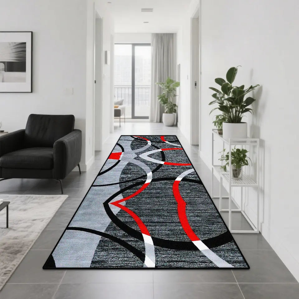 Teppichläufer Geometrisch Schwungbogen Rot, 60 × 200 cm