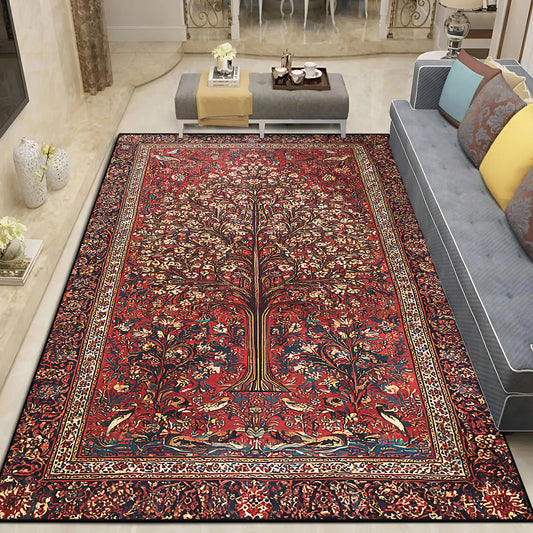 Teppich Ornamentmuster Rot — Rot mit Dunkelblau, 80 × 120 cm