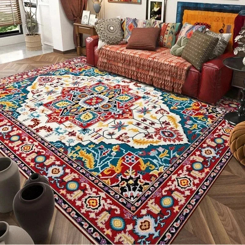 Boho-Teppich Retroblüte – Detailansicht der Oberfläche