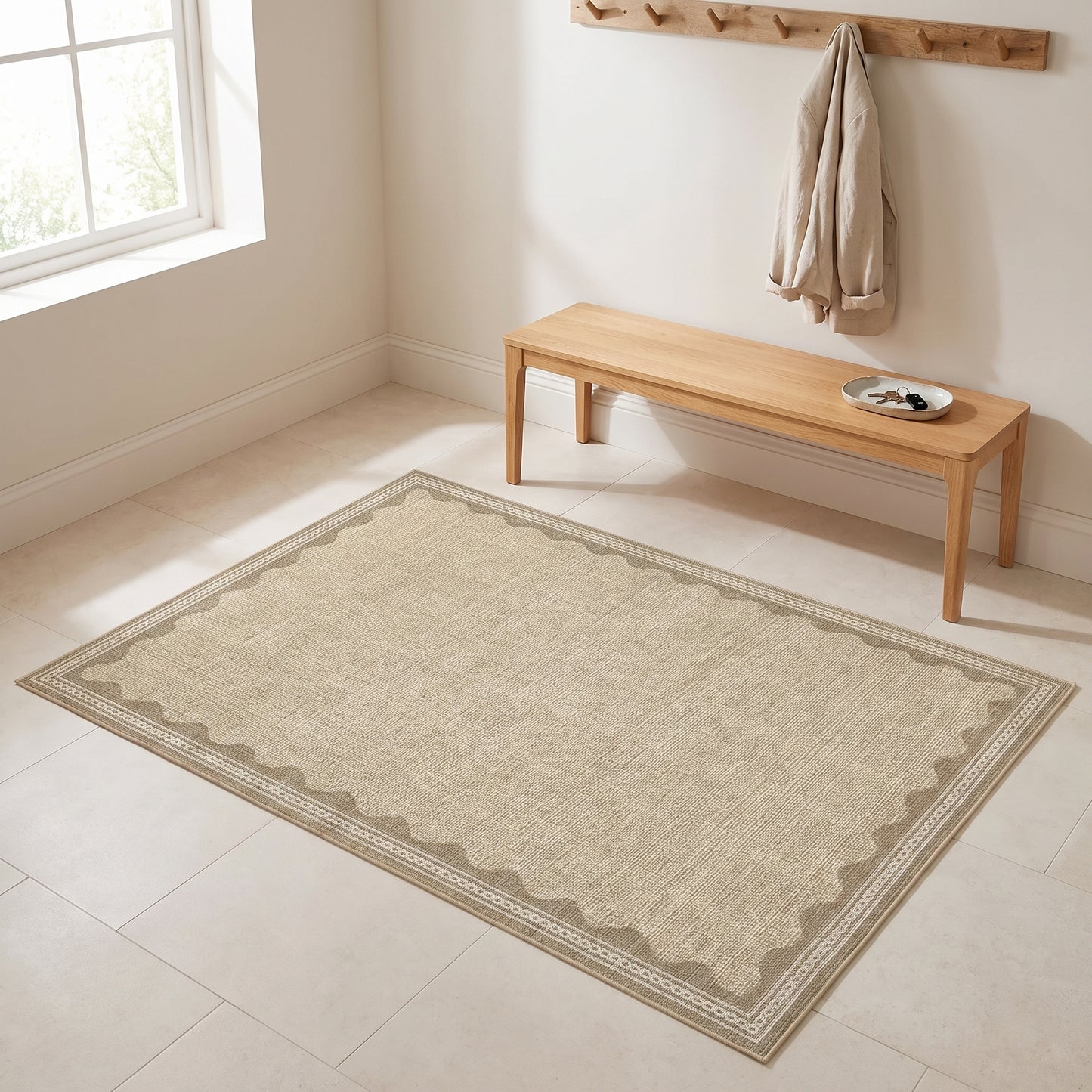 Teppich Bordüre Beige – 120 × 170 cm – Lifestyle