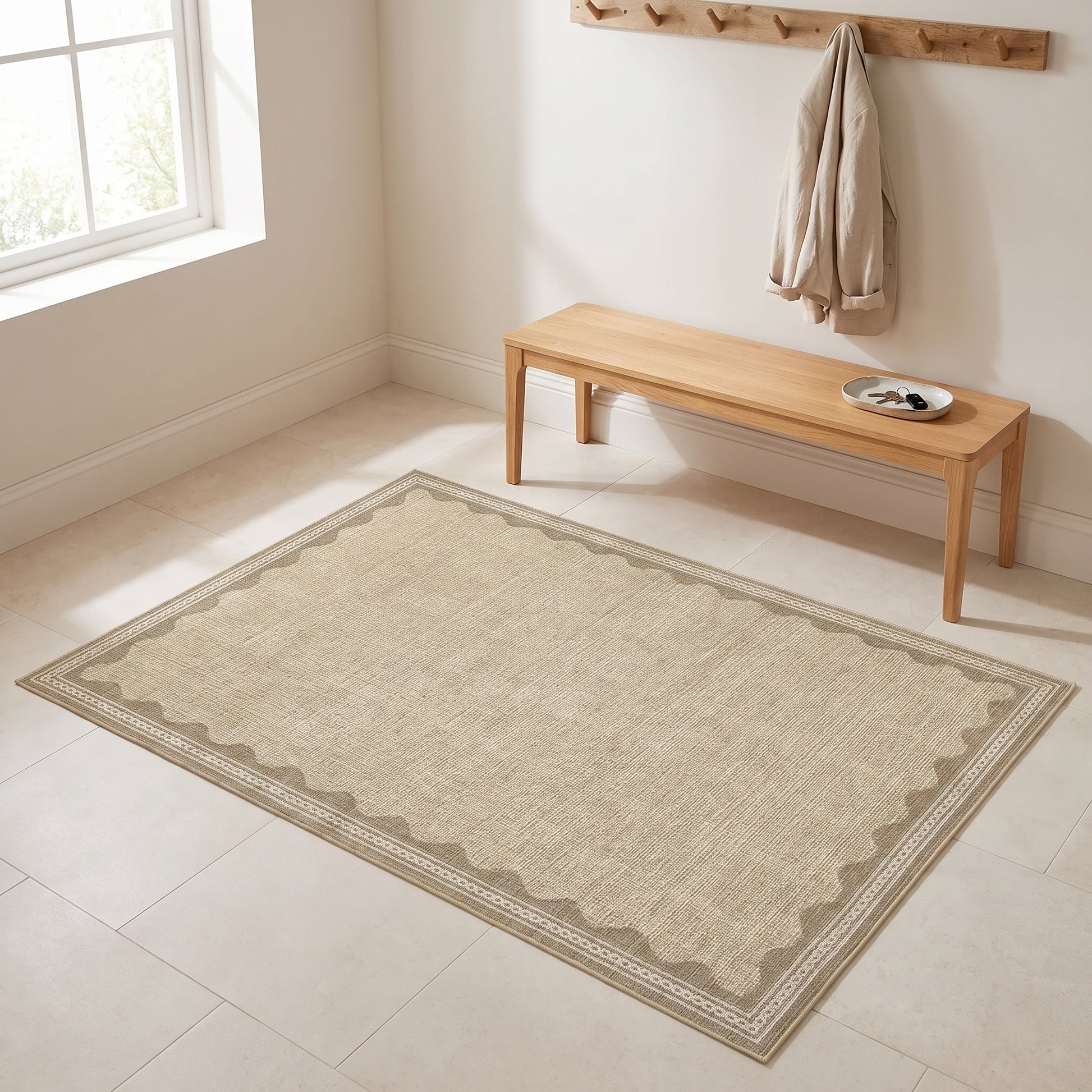 Teppich Bordüre Beige – 120 × 170 cm – Lifestyle