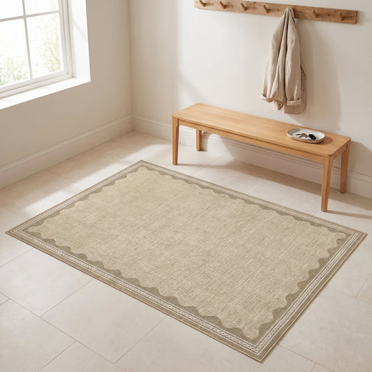 Teppich Bordüre Beige – 120 × 170 cm – Lifestyle