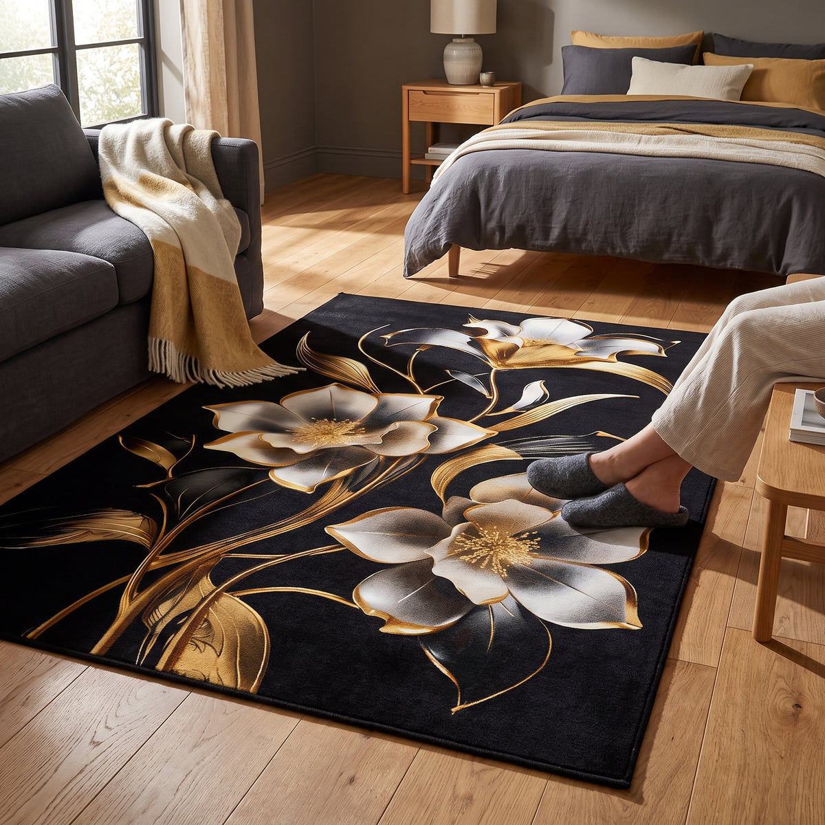 Hochflor-Teppich Blütennacht – Produktansicht