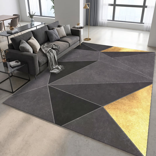 Teppich Geometrisch Grau-Gold – Lifestyle
