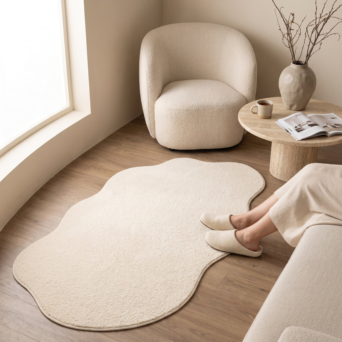 Hochflor-Teppich Wabiform organisch – Produktansicht