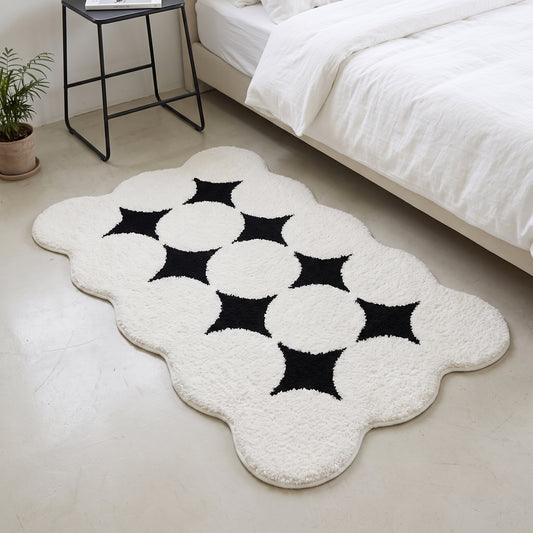 Teppich Wolkenform Weiß-Schwarz – Lifestyle