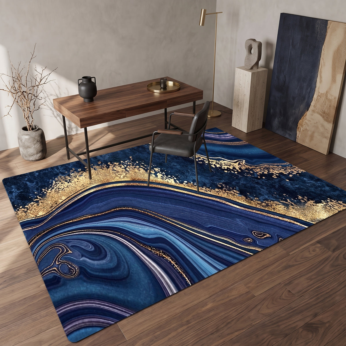 Teppich Marmor Blau-Gold – 2604311013 im passenden Wohnraum