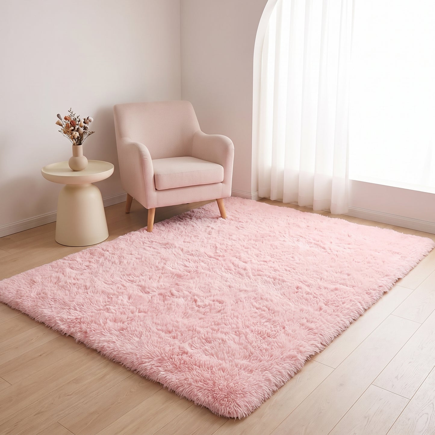 Langflor-Teppich Rosa – Lifestyle