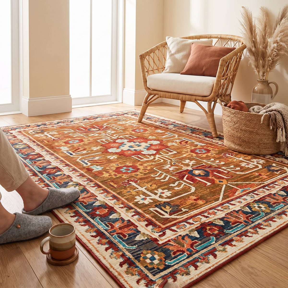 Boho-Teppich Retroblüte – Produktansicht