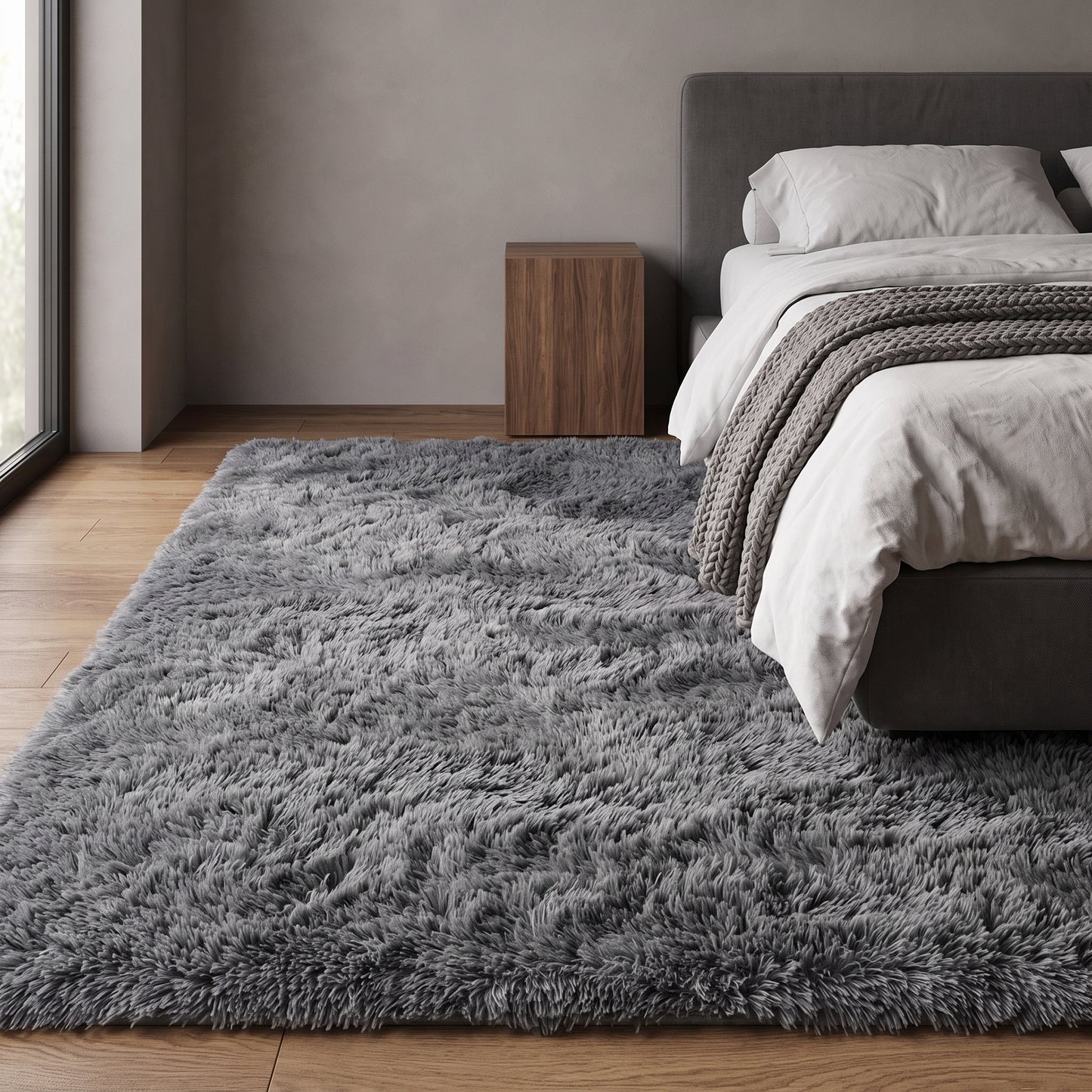 Langflor-Teppich Grau – Lifestyle