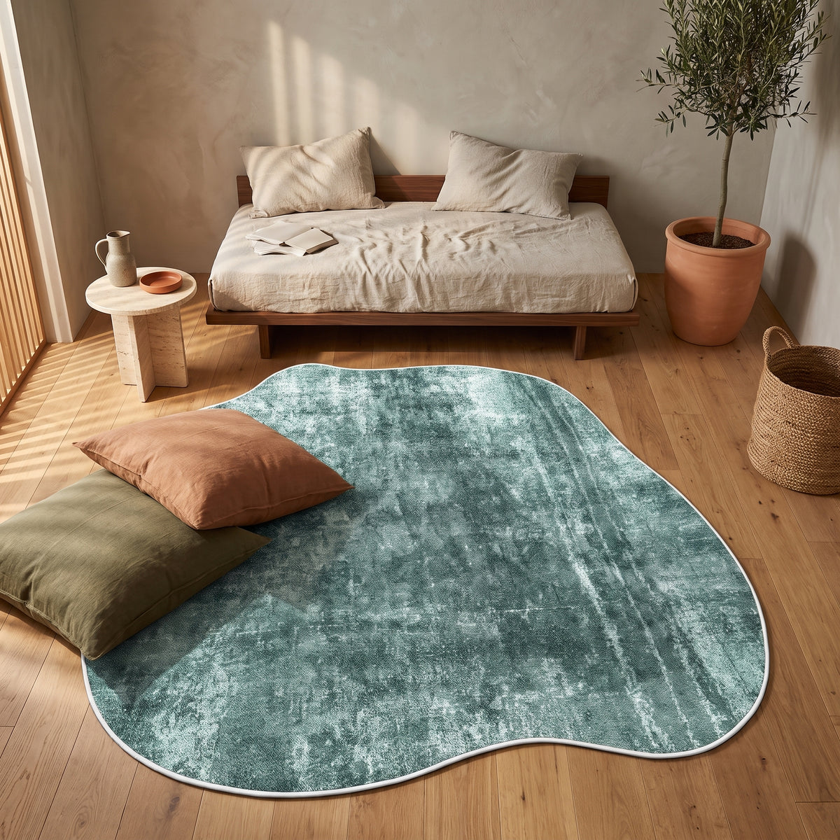 Teppich Uni Petrol – Design 2 im passenden Wohnraum