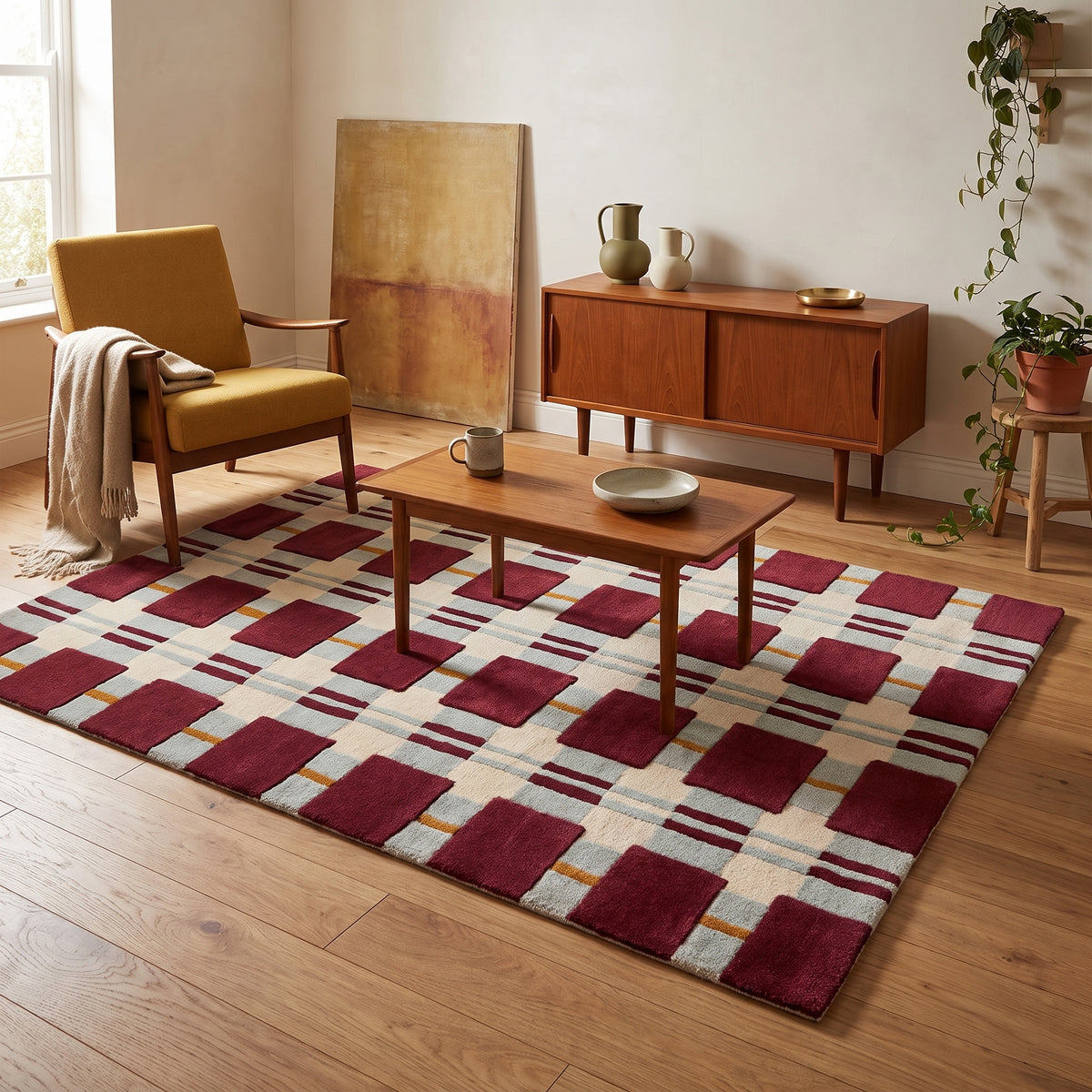Teppich Karomuster Rot-Creme – FL-Flannel-1 im passenden Wohnraum