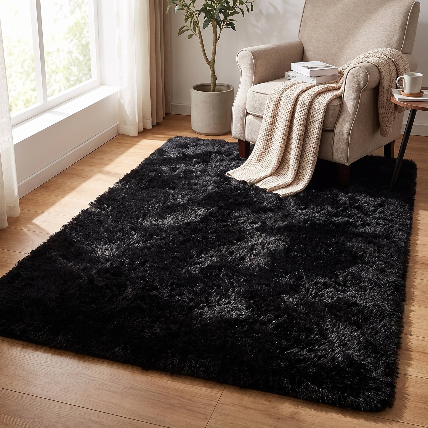 Teppich Schlichtton – Schwarz – 120 x 160 cm – Lifestyle