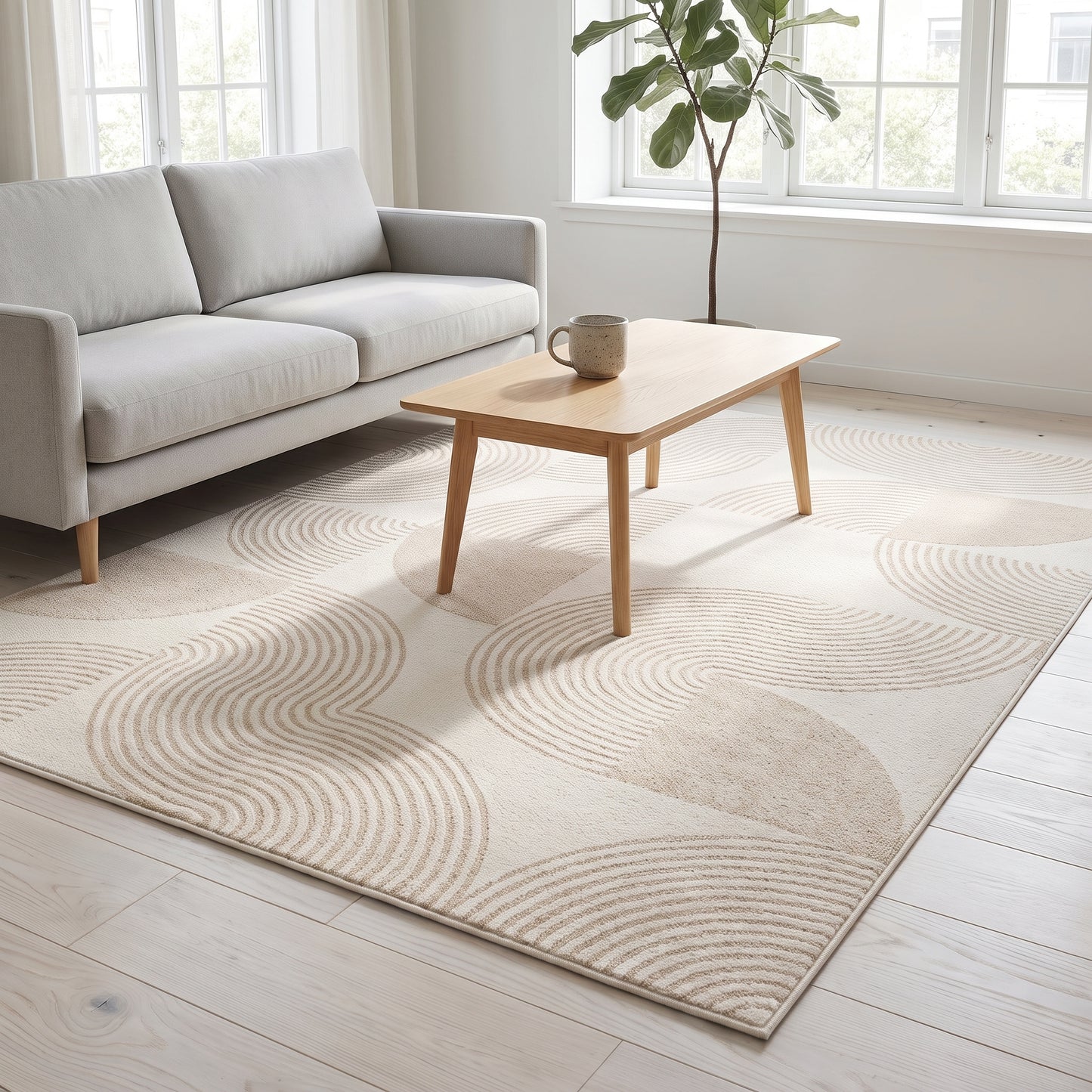 Teppich Creme Linien – Lifestyle